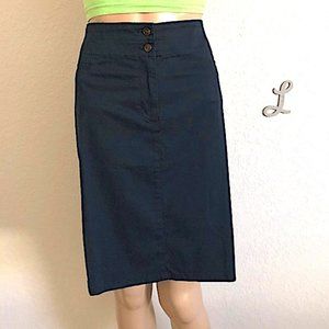 Short Blue Chino Plus Size Straight Skirt